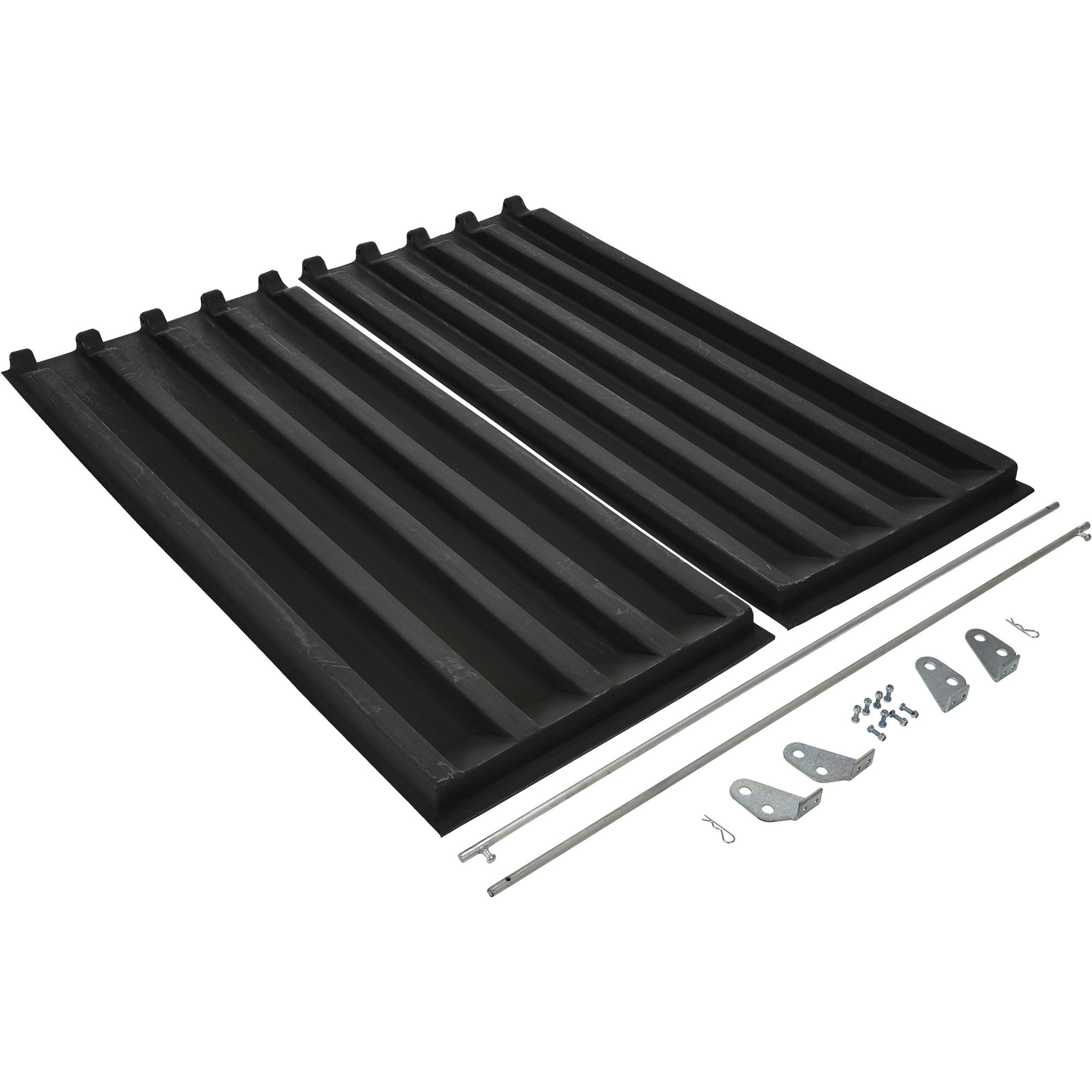 Vestil Heavy-Duty Poly Lid for Dumping Hopper - Black, Ribbed Design, Water Drainage, Model# PLID-D-200